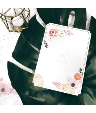 厚磅燙金喜帖(象牙花卉) S15012